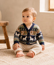 Western Jacquard Knit Baby Cardigan Sweater