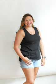 Invisible Zip Breastfeeding Tank - Black