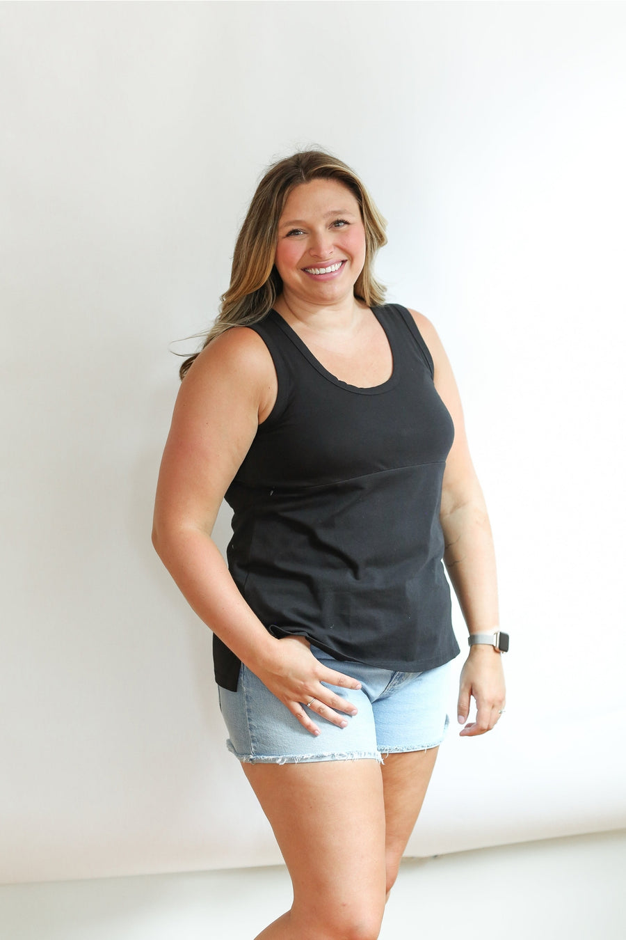 Invisible Zip Breastfeeding Tank - Black