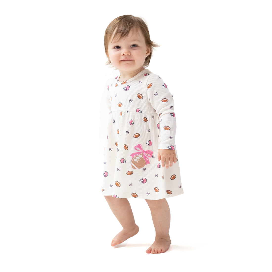Simple Dress and Bloomer - Footballs and Bows
