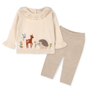 Woodland Embroidered Knit Sweater and Pants Set