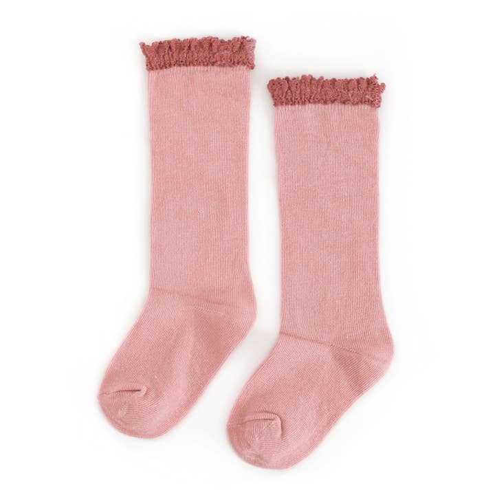 Lace Top Knee High Socks - Various Colors and Sizes