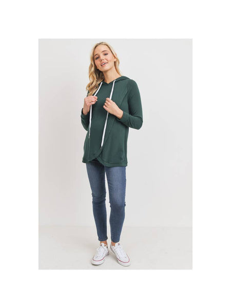 Heavy Brushed French Terry Maternity and Nursing Hoodie - Hunter Green
