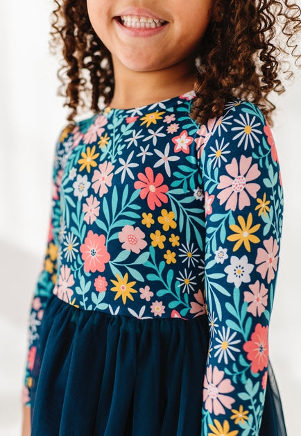 Bamboo + Tulle Dress - Navy Floral - Maren