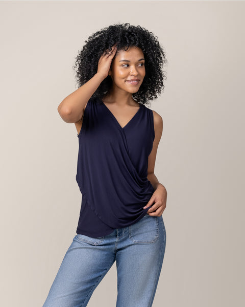 Bamboo Draped Nursing Tank - Navy