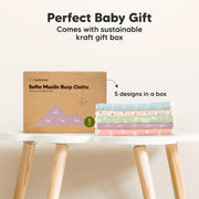 Softe Muslin Baby Burp Cloths Blooms - Set of 5
