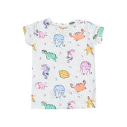 Short Sleeve Bamboo Loungewear Set - Cutie Sea Creatures