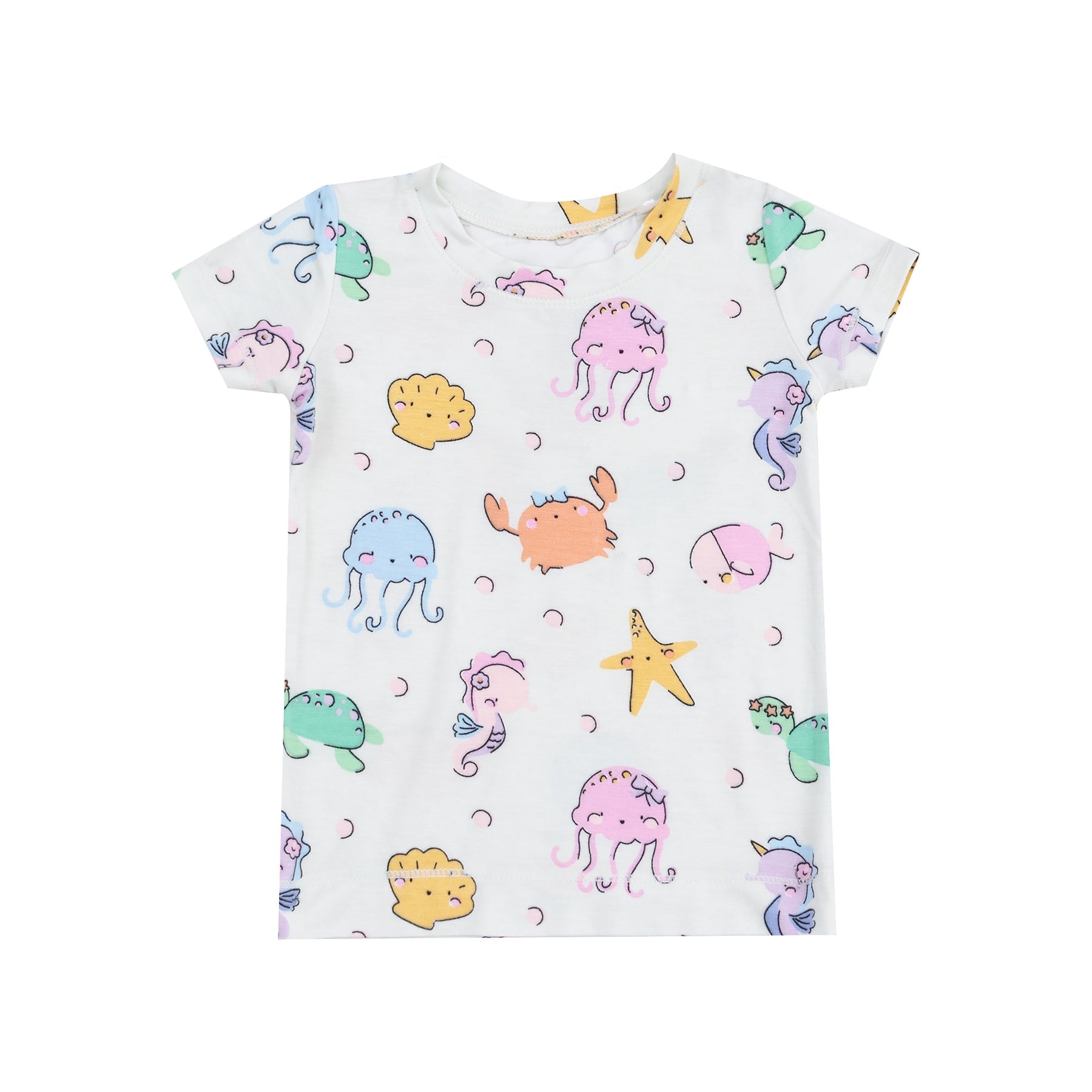 Short Sleeve Bamboo Loungewear Set - Cutie Sea Creatures