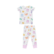 Short Sleeve Bamboo Loungewear Set - Cutie Sea Creatures