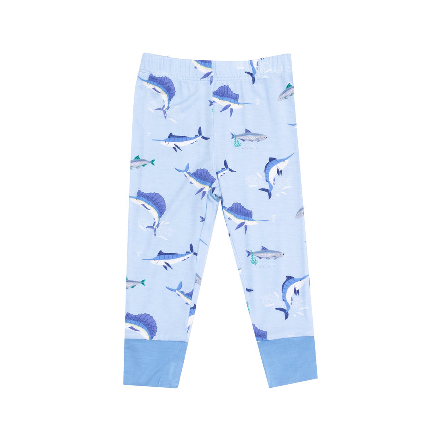 Short Sleeve Bamboo Loungewear Set - Deep Sea Fishing