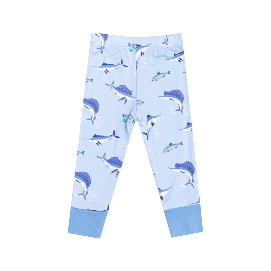 Short Sleeve Bamboo Loungewear Set - Deep Sea Fishing