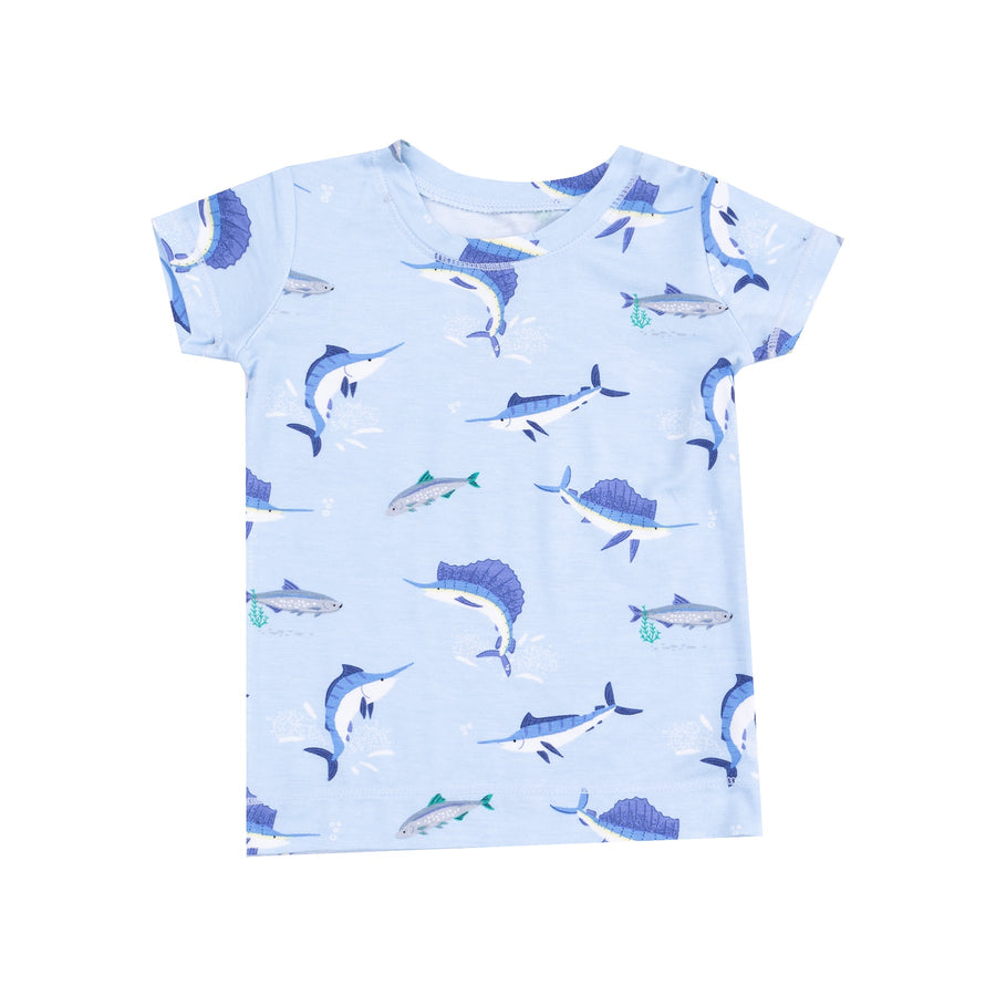 Short Sleeve Bamboo Loungewear Set - Deep Sea Fishing
