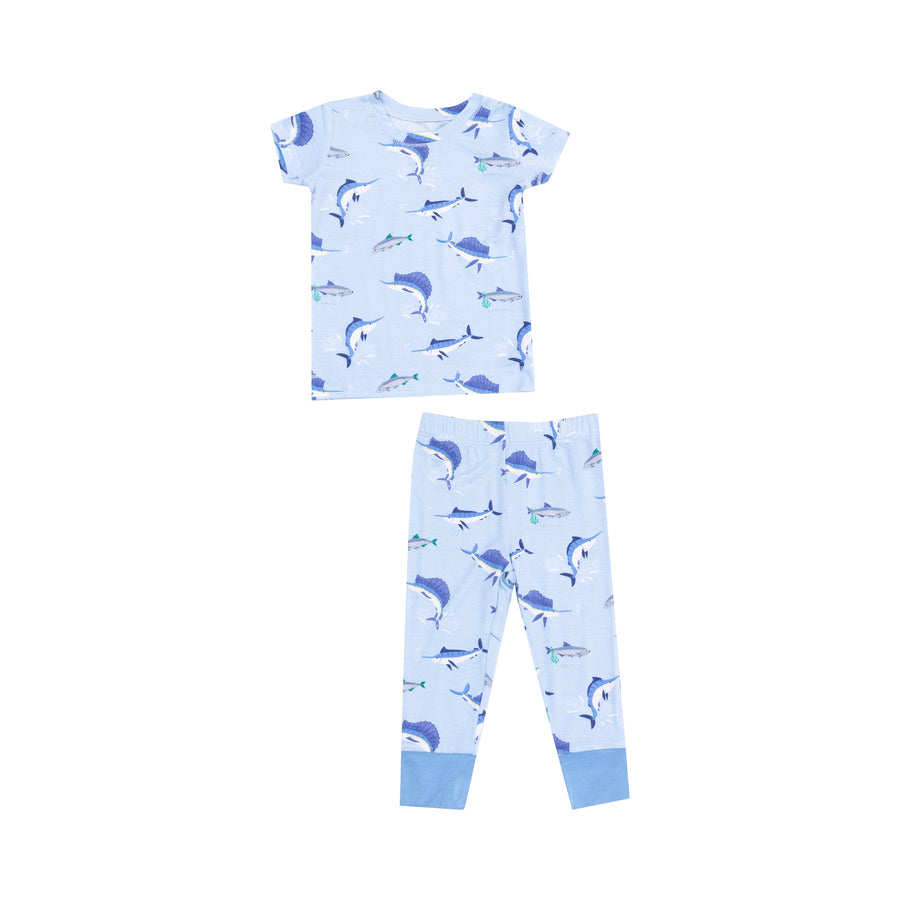 Short Sleeve Bamboo Loungewear Set - Deep Sea Fishing