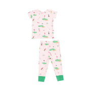 Short Sleeve Bamboo Loungewear Set - Golf Things Pink
