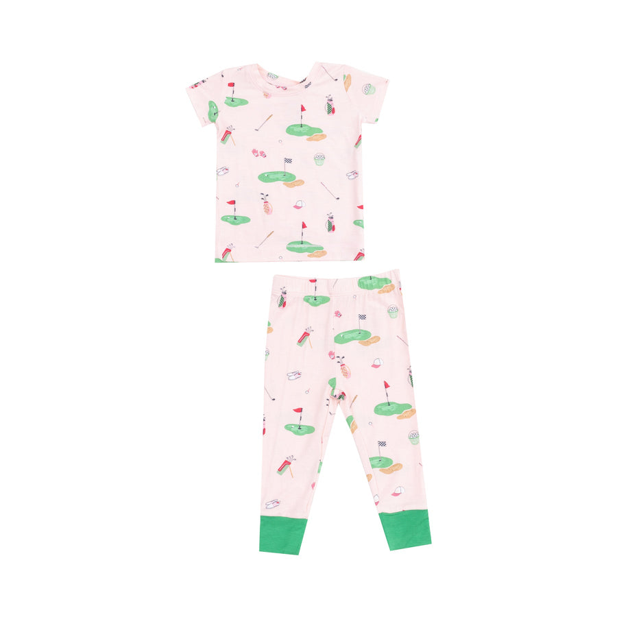 Short Sleeve Bamboo Loungewear Set - Golf Things Pink