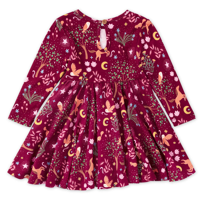 Bamboo Blend Long Sleeve Twirl Dress - Woodland Dreams