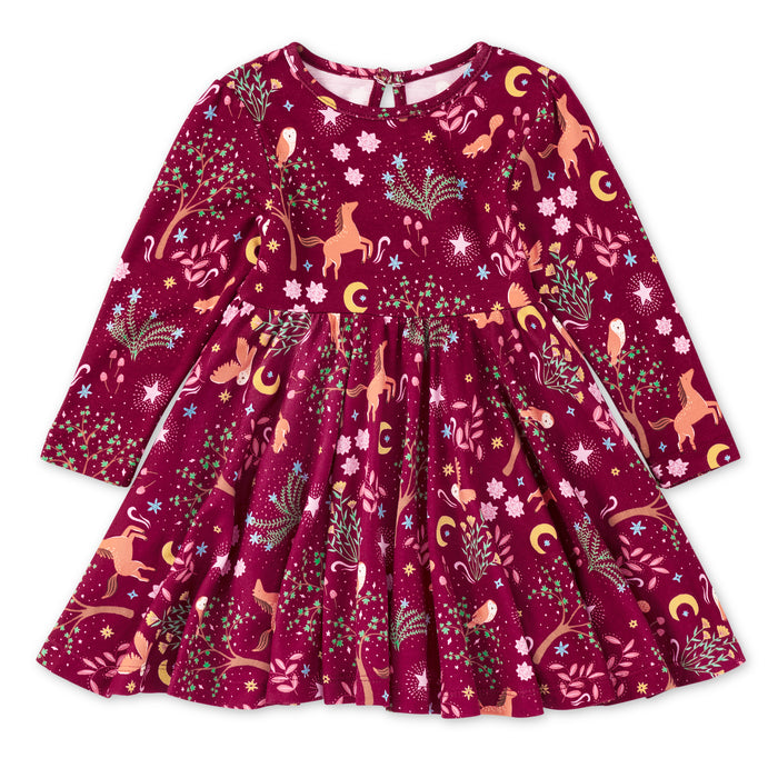 Bamboo Blend Long Sleeve Twirl Dress - Woodland Dreams