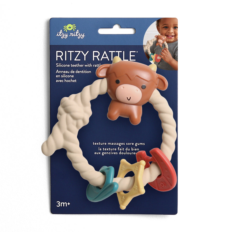 Ritzy Silicone Teether Rattle - Highland Cow