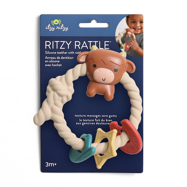 Ritzy Silicone Teether Rattle - Highland Cow