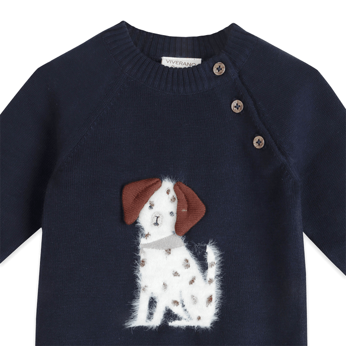 Spotty Dog 3D Knit Organic Cotton Jumpsuit