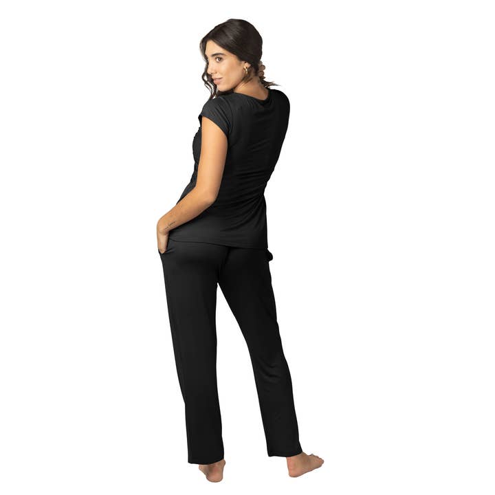 Davy Ultra Soft Maternity and Nursing Pajamas Set - Black