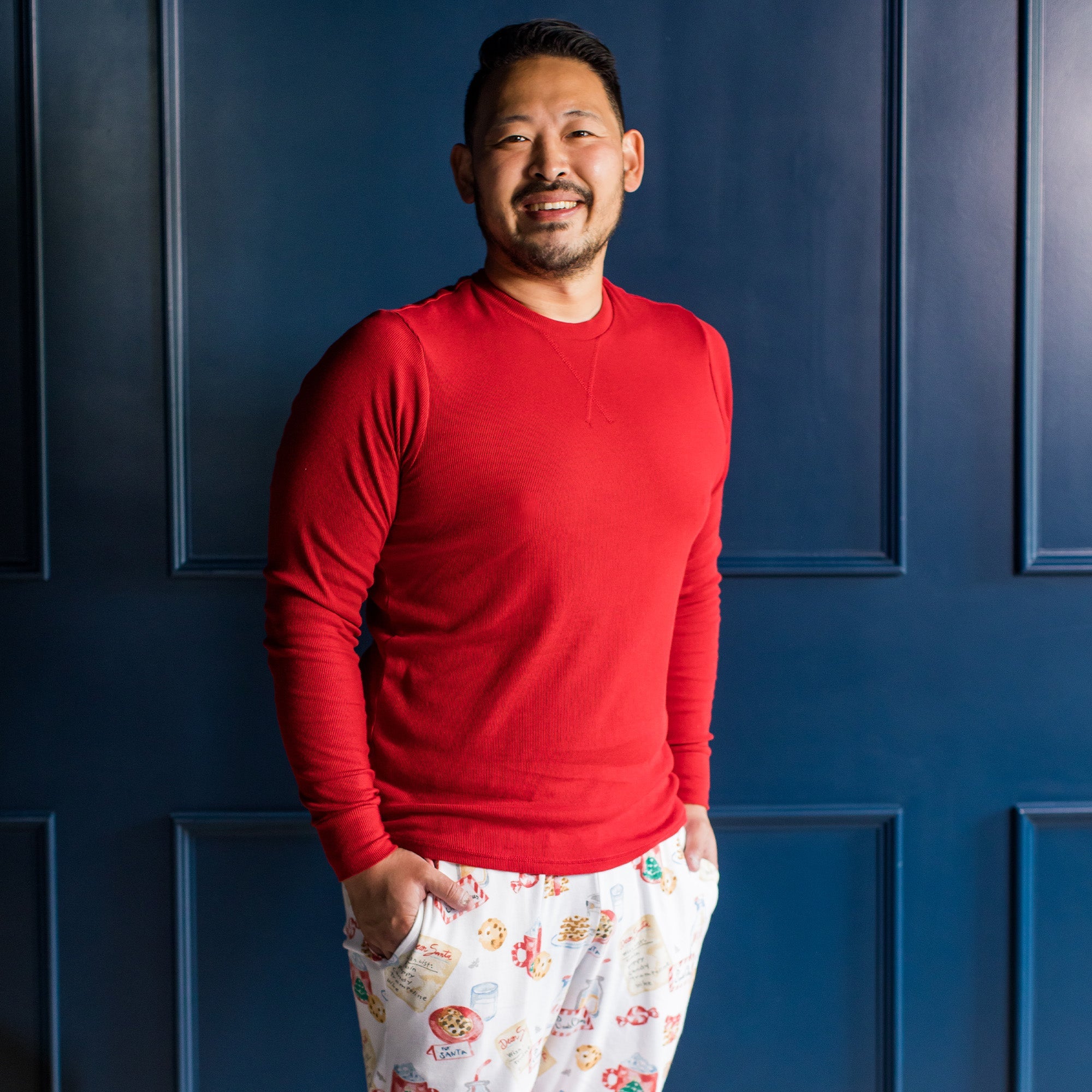 Men's Long Sleeve Tee & Pant PJ Set - Cookies for Santa