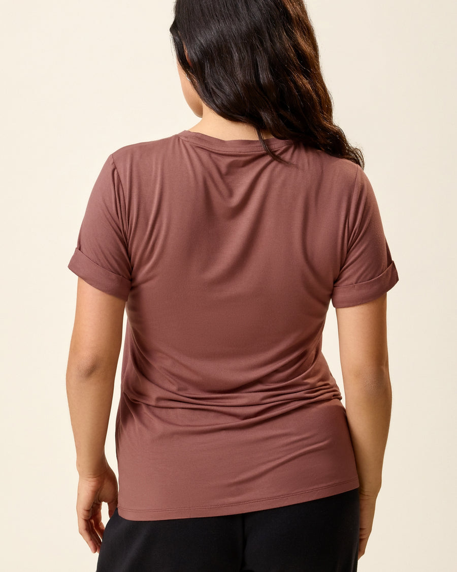 Assymetrical Nursing T-Shirt - Redwood
