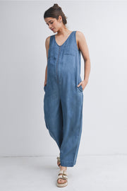 Sleeveless Maternity/Nursing Denim Jumpsuit