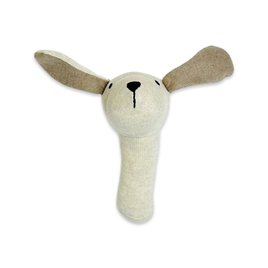 Organic Stuffed Baby Stick Rattle - Dog