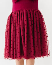 Velvet Heart + Tulle Dress - Ruby