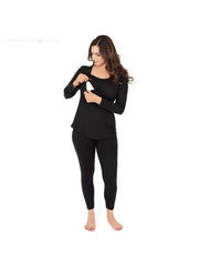 Jane Nursing Pajama Set - Black