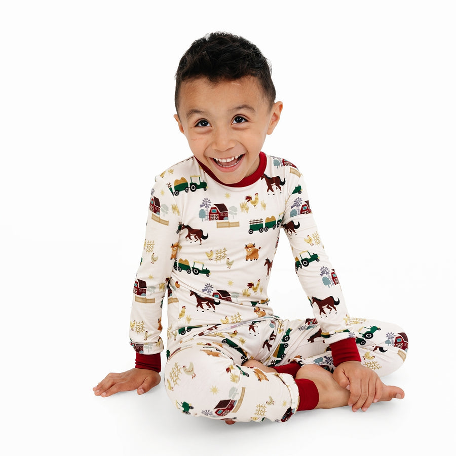 Bamboo Two Piece Long Sleeve Pajamas - On the Farm