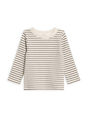 Rory Ribbled Long Sleeve Top - Olive Stripe