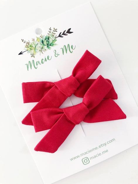Red Pigtail Bows