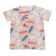 Short Sleeved Raglan Henley - Surfboards