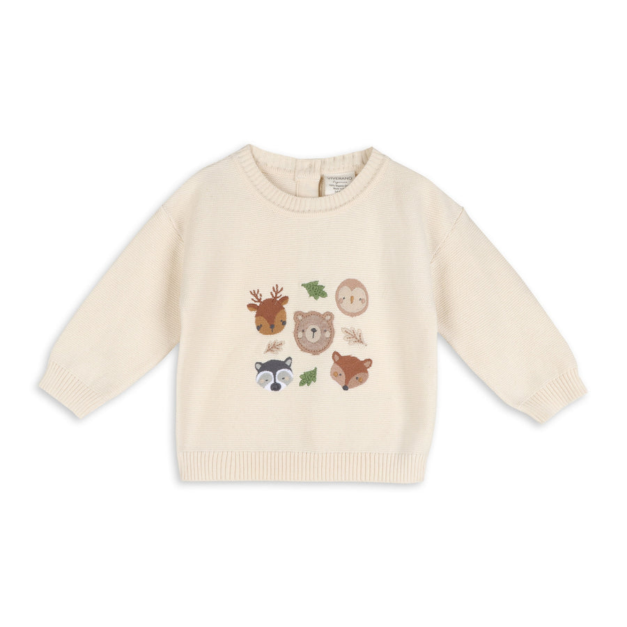 Woodland Animals Knit Baby Pullover Sweater