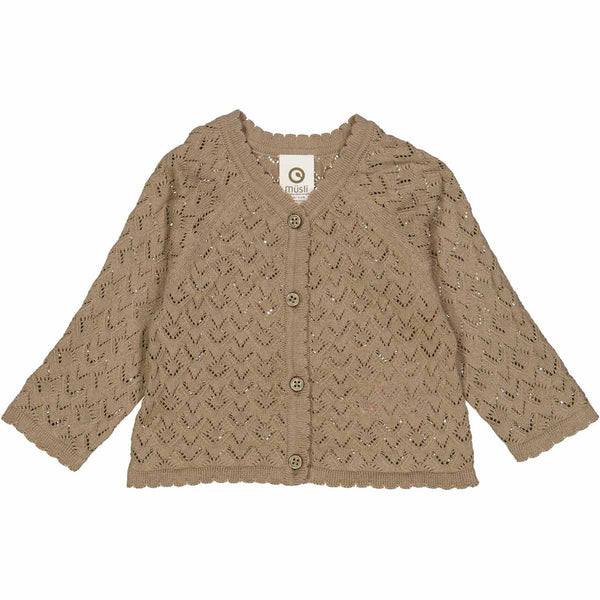 Knit Needle Out Baby Cardigan - Cashew