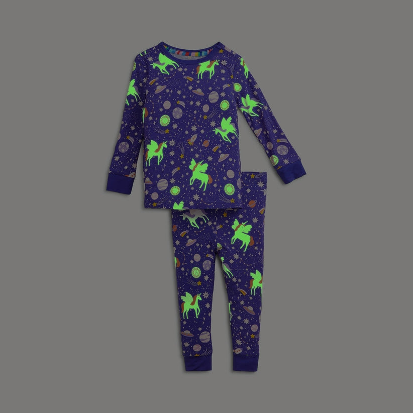 Modal Magnetic Long Sleeve Toddler Pajamas - Galaxy Glittercorn