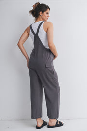 Straight Leg Maternity Adjustable Overalls - Dark Grey