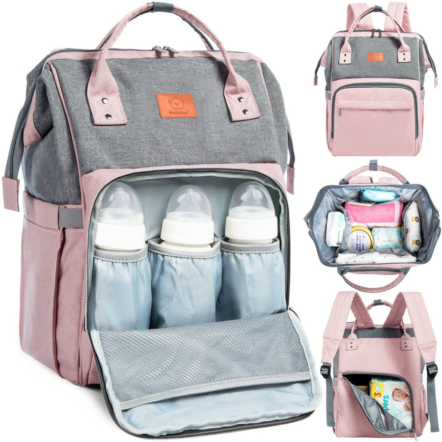 Original Diaper Backpack with Changing Pad - Pink Gray