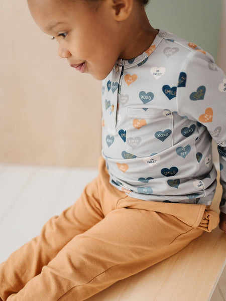 Long Sleeve Henley Shirt - Boy's Hearts