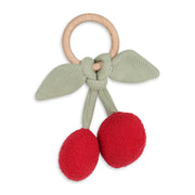 Organic Baby Blanket + Ring Rattle Toy Gift Set - Cherry