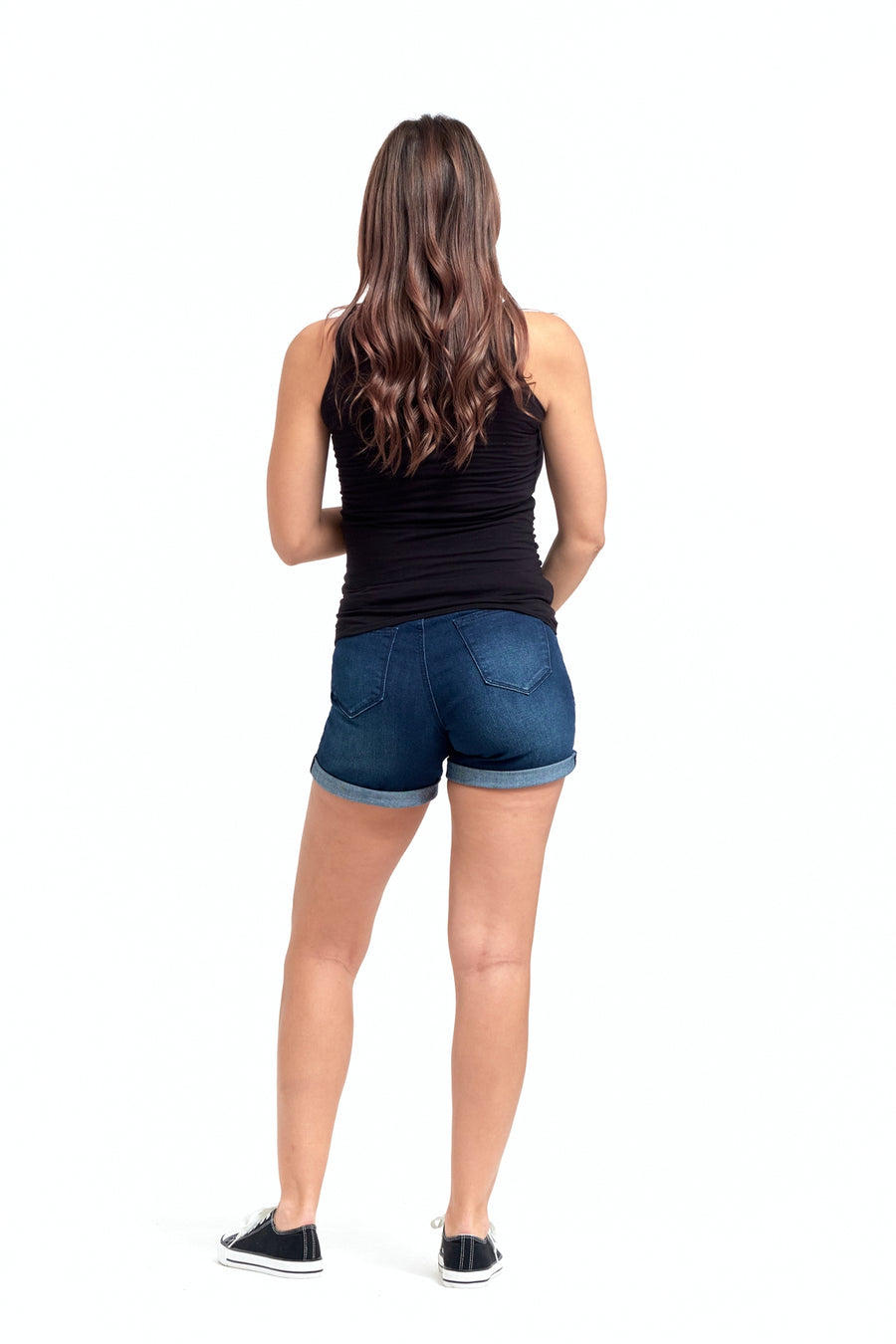 Maternity Roll Cuff Jean Shorts with Bellyband - Marco