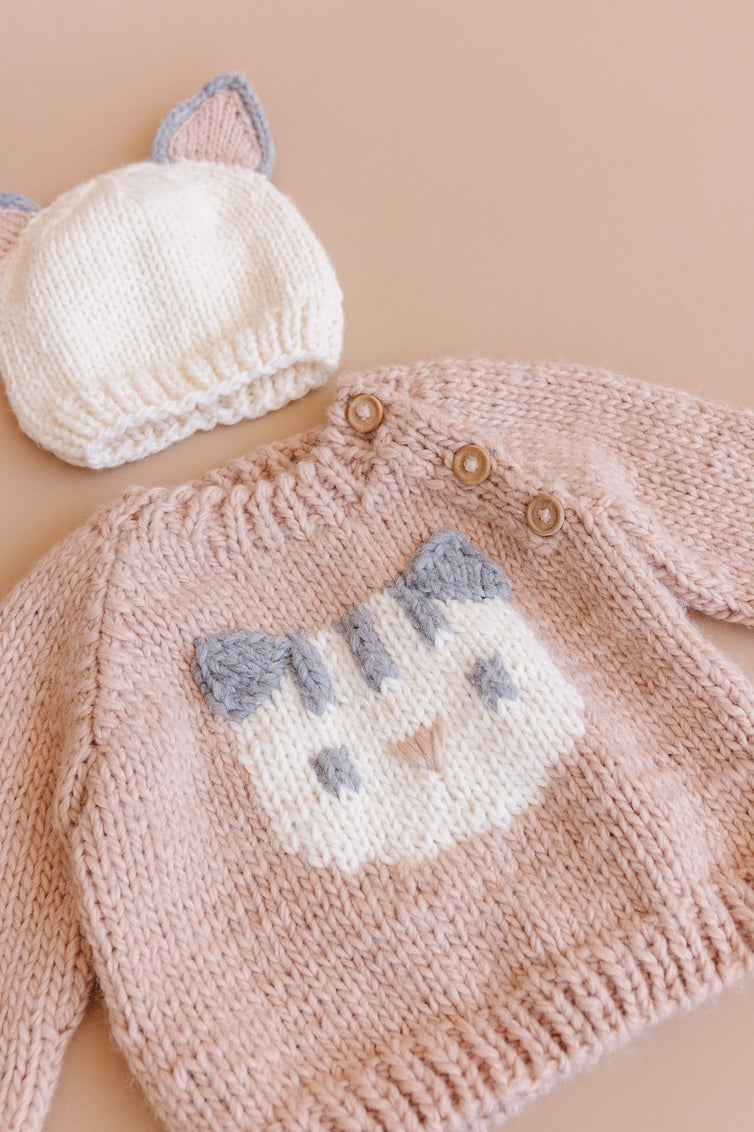Knit Pullover Sweater - Cat