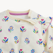 Floral Ivory Two Piece Sweatshirt & Pant Set