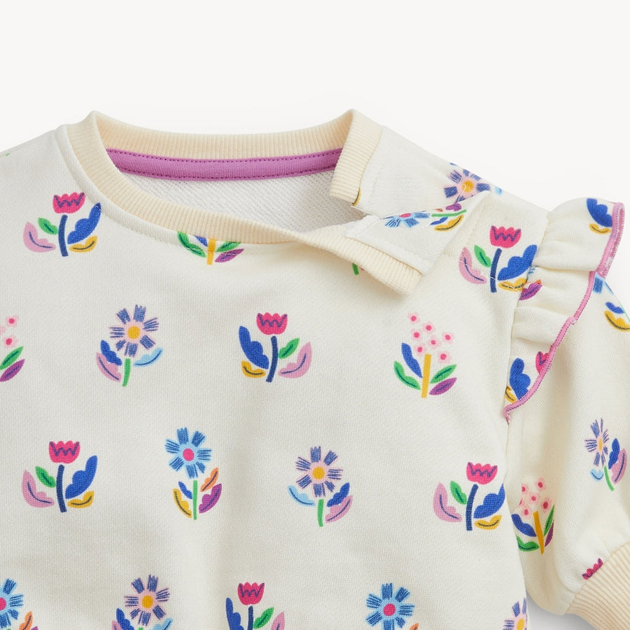 Floral Ivory Two Piece Sweatshirt & Pant Set
