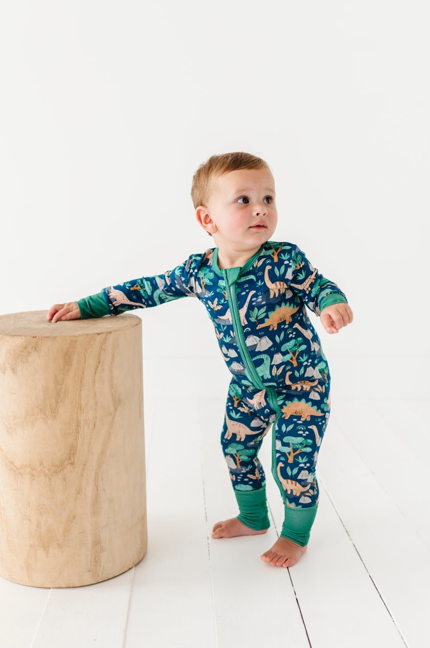 Bamboo Convertible Footie - Arlo Dinosaur