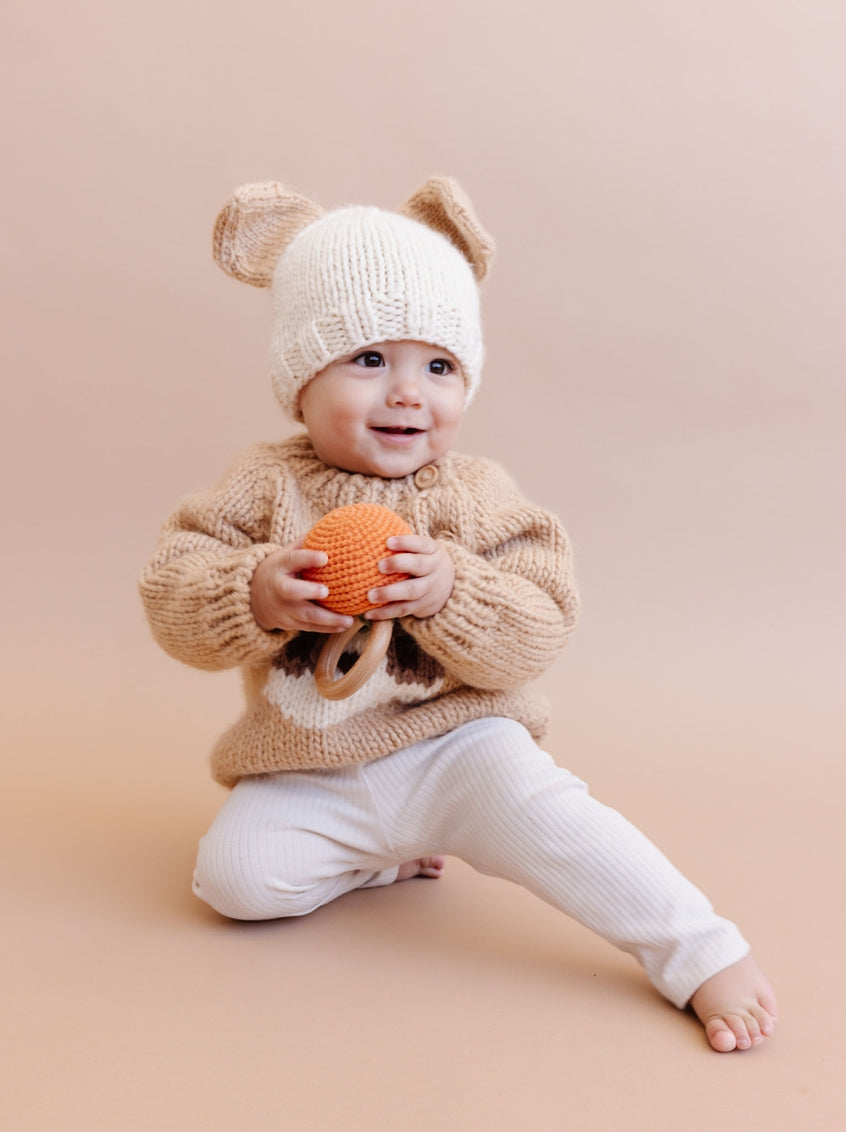 Knit Dog Hat - Cream