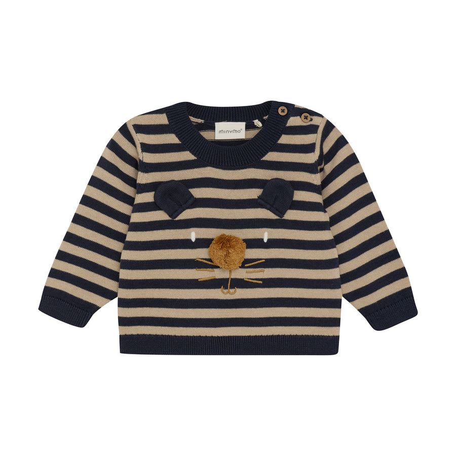 Pull Over Knit Sweater - Striped Lion