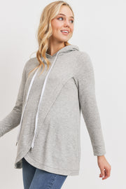 French Terry Crossover Maternity and Nursing Hoodie - Heather Grey